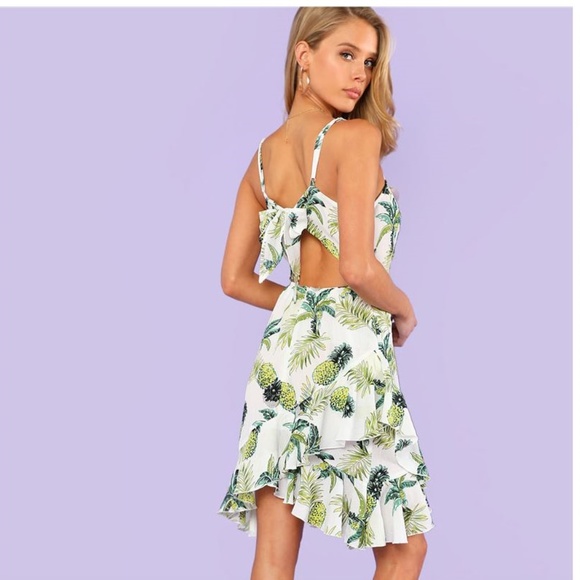 Boho Asymmetrical Ruffle Tropical Cami Dress - Picture 6 of 6